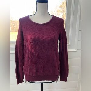 Anthropologie Moth Burgundy Textured Sweater